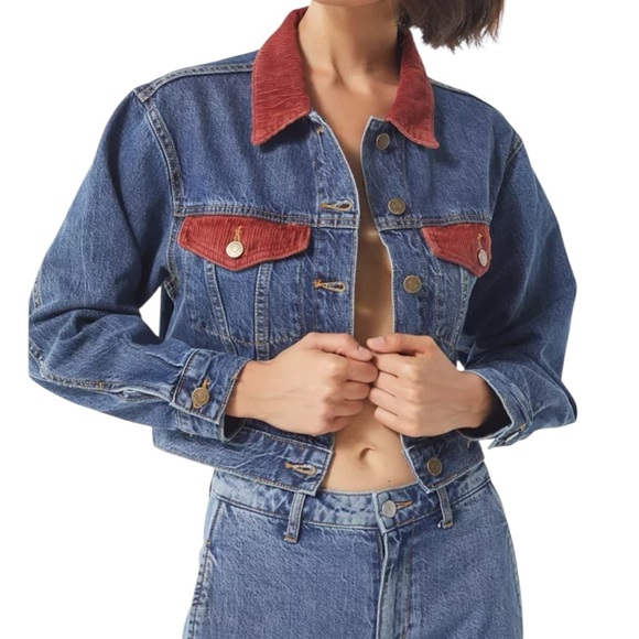 Urban Outfitters Jackets & Blazers - BDG Urban Outfitters Denim Jacket Crop Knit Back check measurements for size